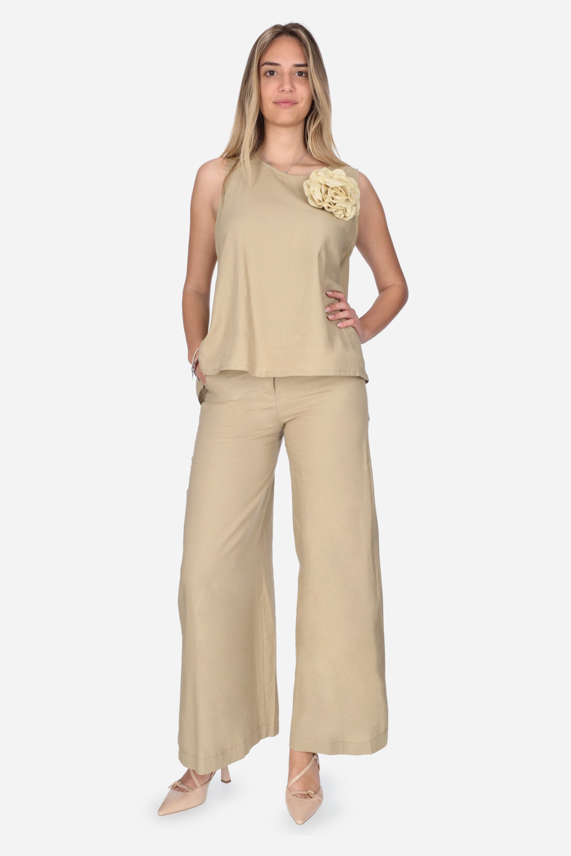 BEIGE | MADEMOISELLE DU MONDE - D MDM132 Pantalone